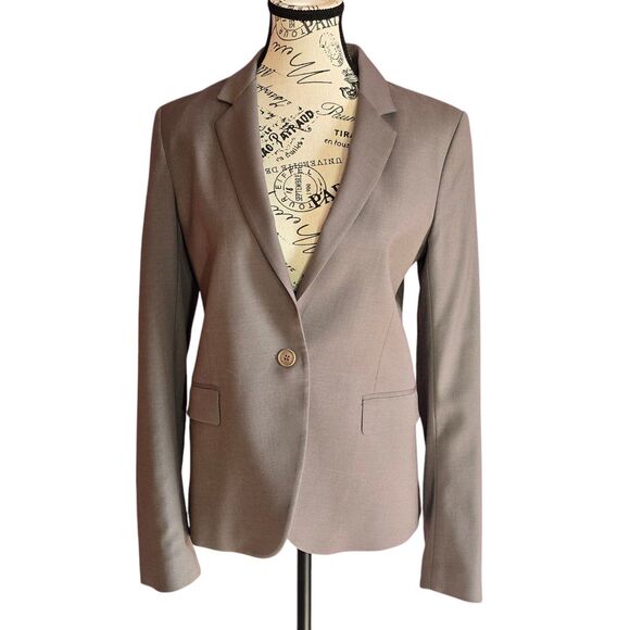 Theory neutral wool one button front blazer career staple Sz 6 - Picture 1 of 11